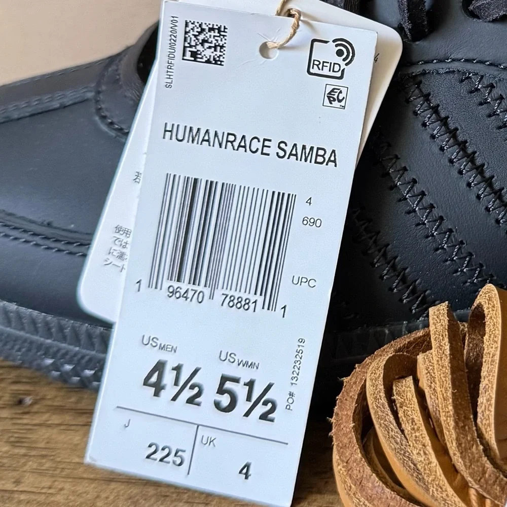 ADIDAS HUMAN RACE SAMBA LOW TOP SNEAKERS NIGHT GREY MENS SIZE 4.5 WOMENS 5.5 NWB - Picture 9 of 12